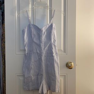 blue striped romper